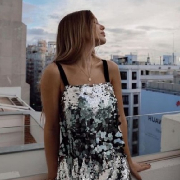 ZARA SILVER SEQUIN MINI DRESS  Bloggers favite - Picture 10 of 17